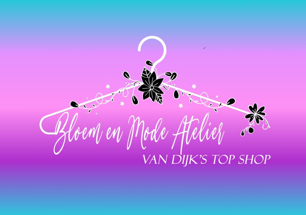 Pastelroze-blauwe winkellogo met bloemenhanger, 