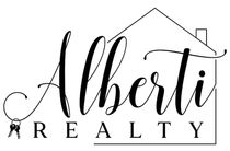 Alberti Realty logo with black script text and a house outline