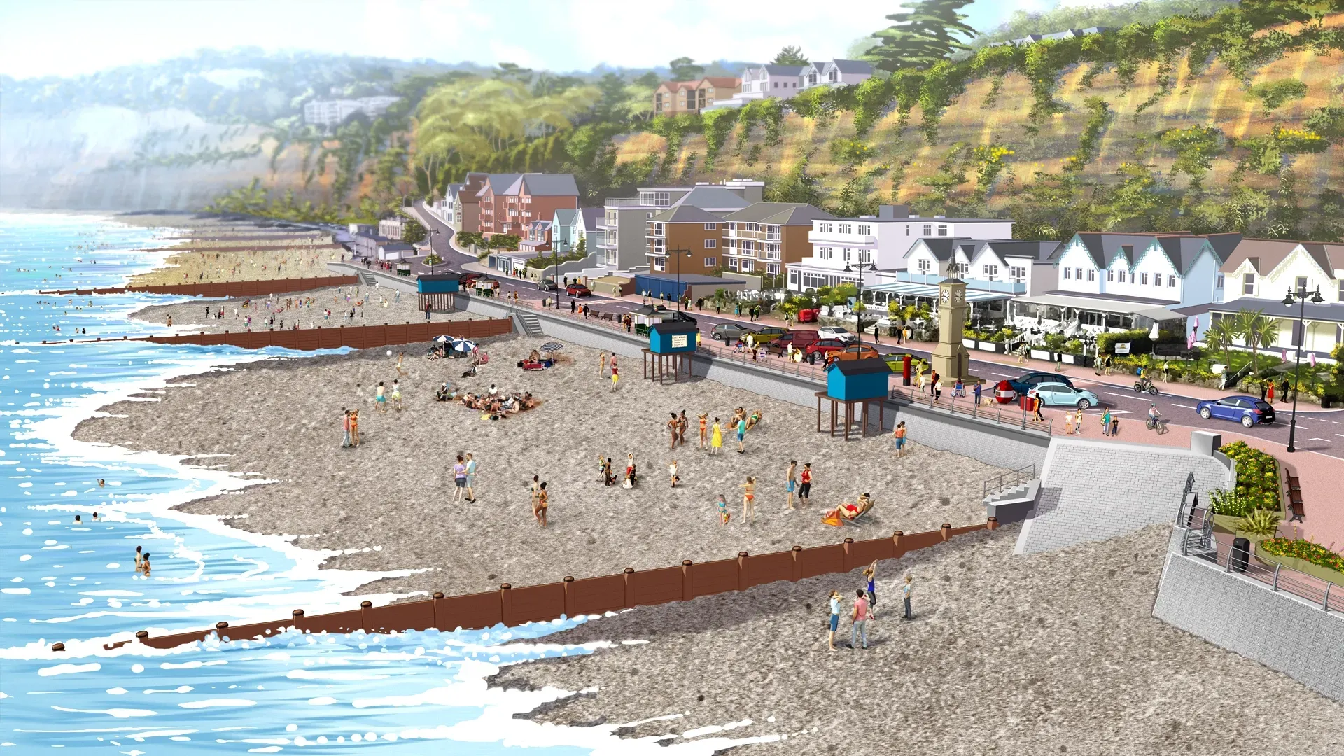 Shanklin sea defence improvements - a visualisation of how they will look after completion.