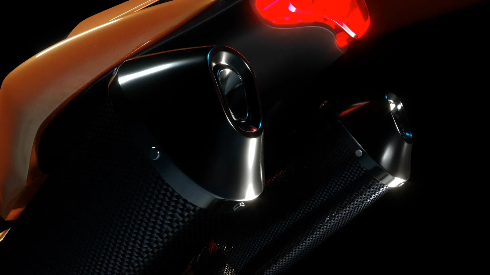 Close up of exhaust system from a Triumph Speed Triple