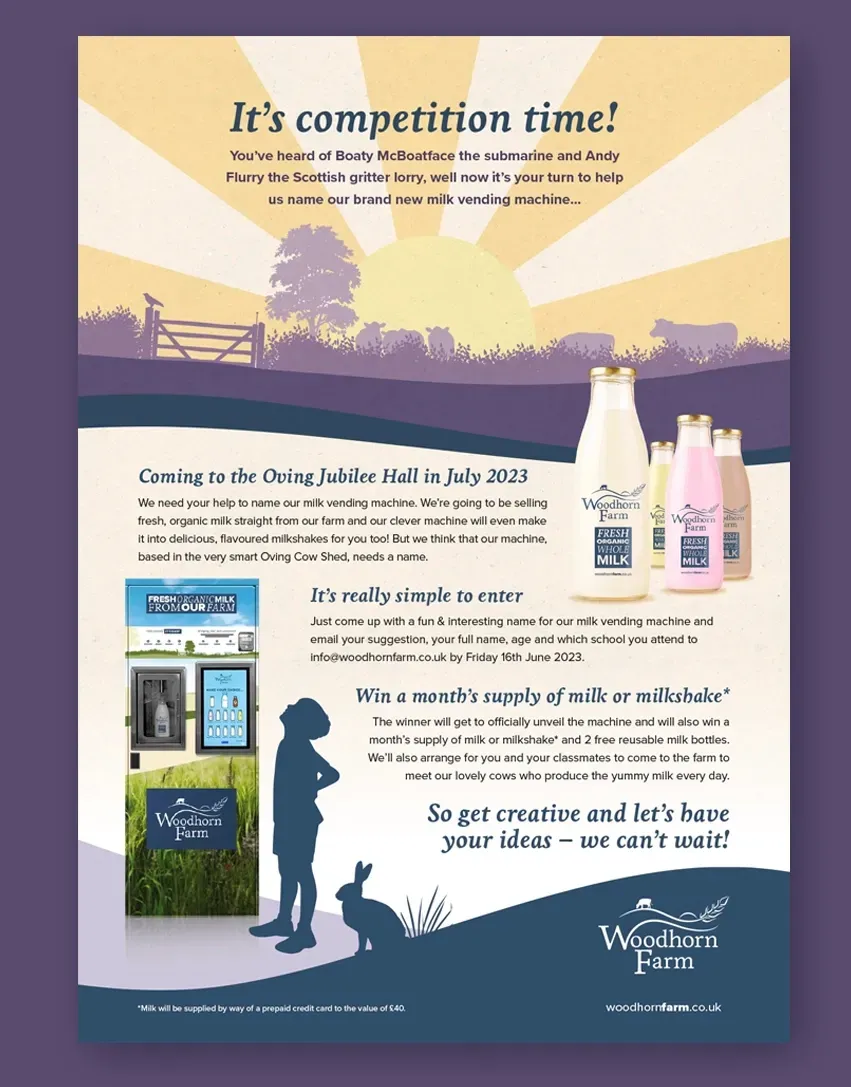 Woodhorn Farm Organic Milk competition leaflet