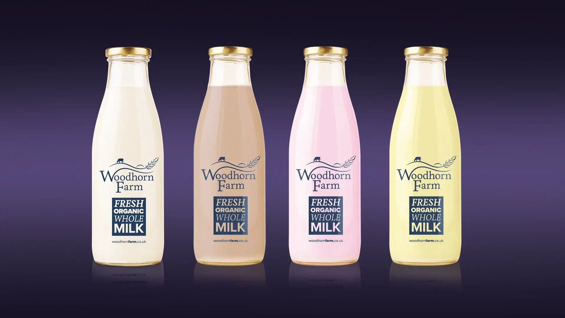 4 Woodhorn Farm branded milk bottles