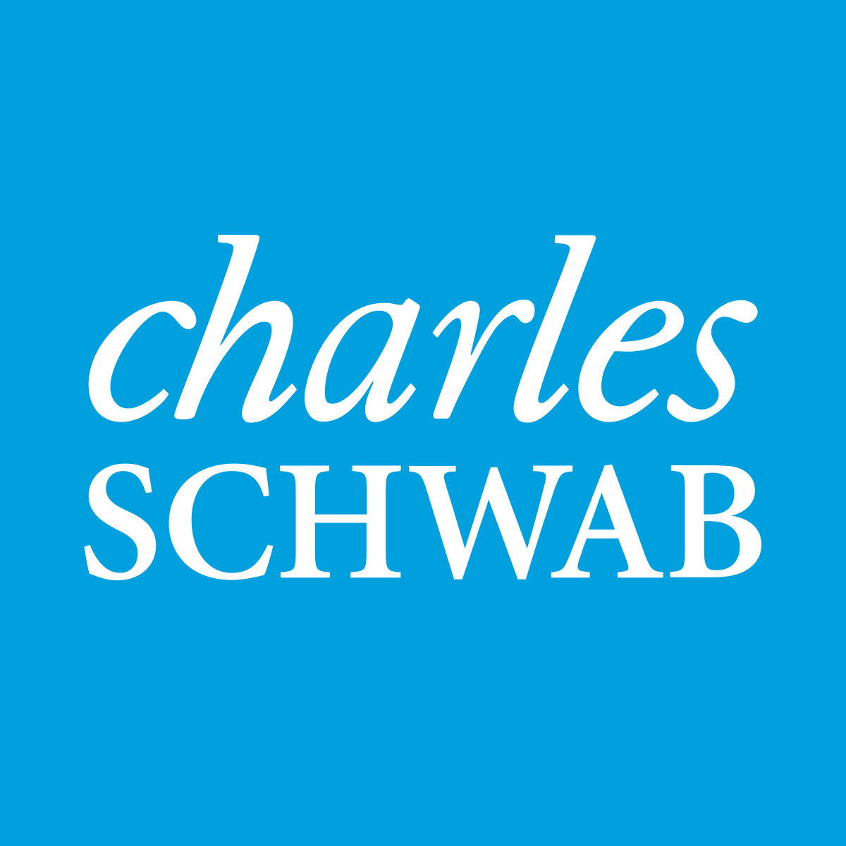 Charles Schwab logo on a blue background. The words