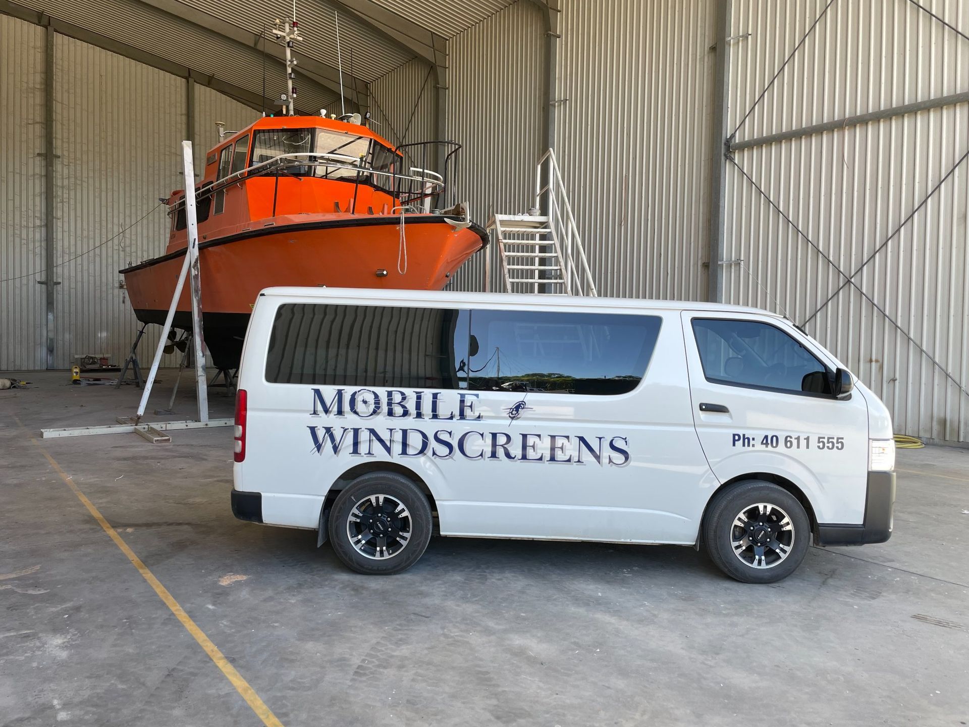 White Van with Mobile Windscreens Text Parked in A Bay — Mobile Windscreens FNQ in Innisfail, QLD