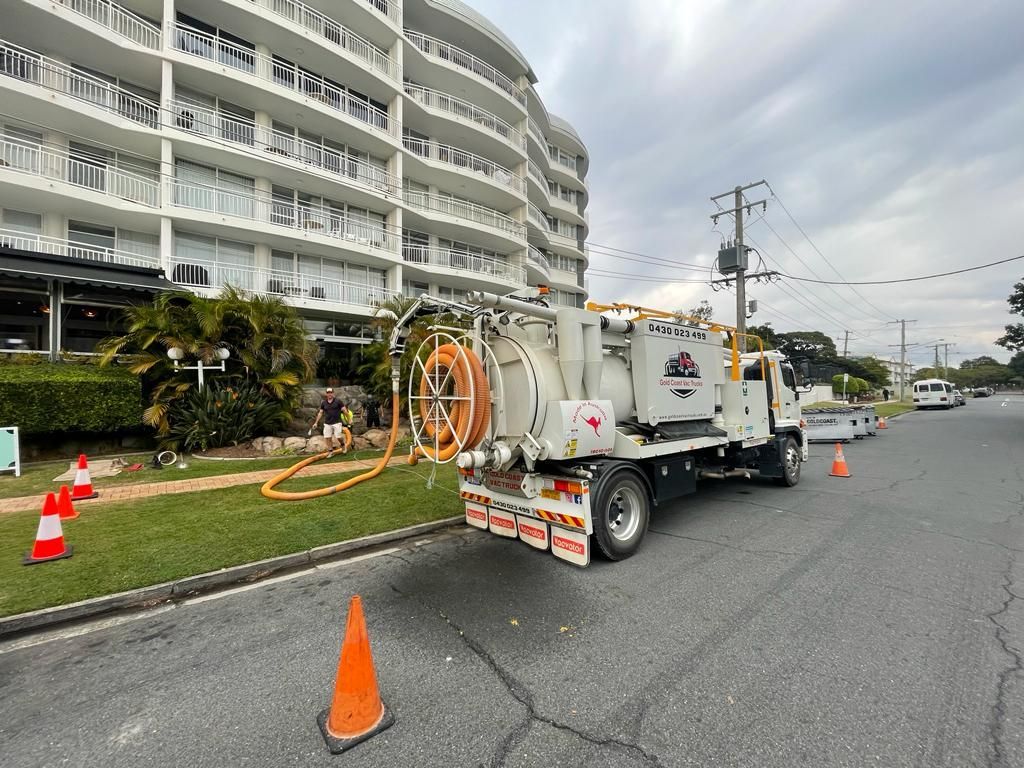 Biggera Waters Liquid & Sediment Removal Job - Vac Truck on site | Gold Coast Vac Trucks