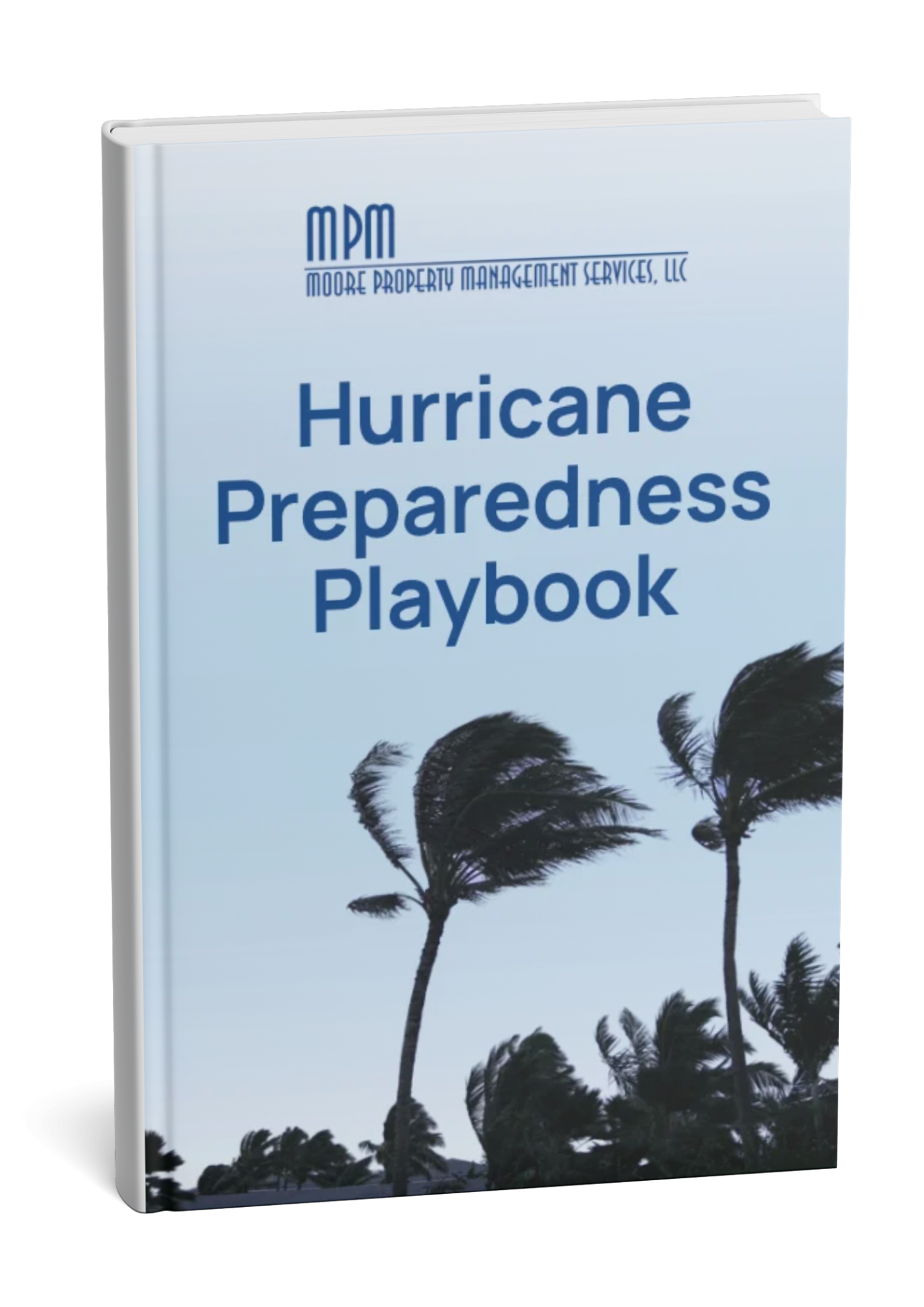 Hurricane Preparedness Playbook book cover with a yellow Hurricane Warning sign against a cloudy sky