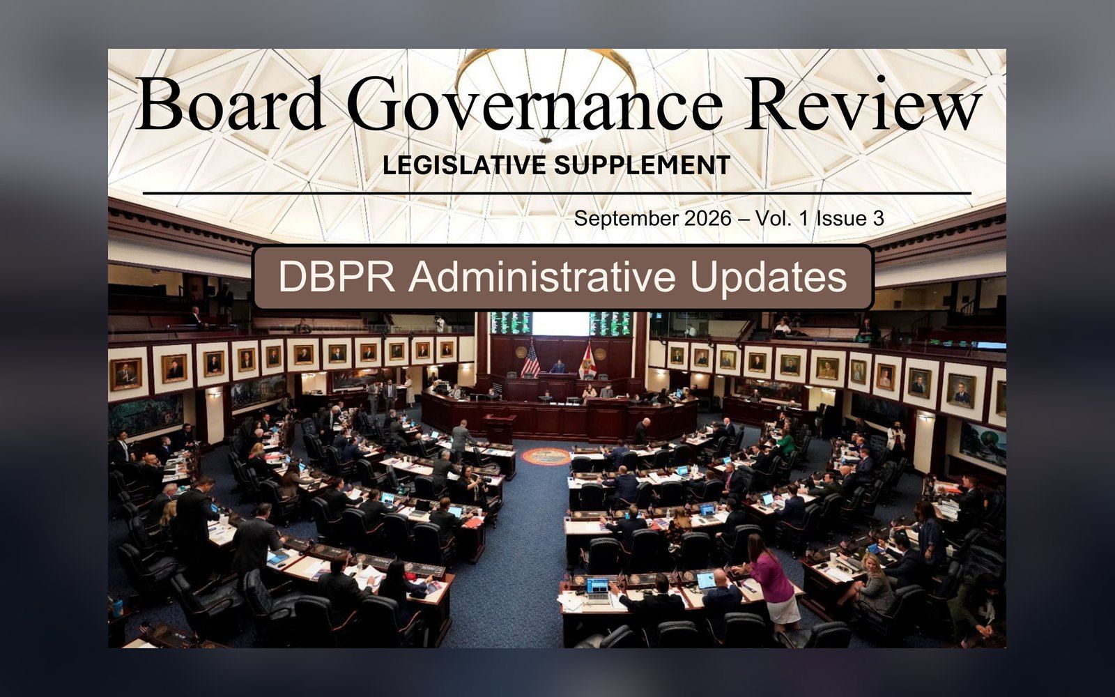Board Governance Review Legislative Supplement, September 2026 cover: DBPR Administrative Updates ov