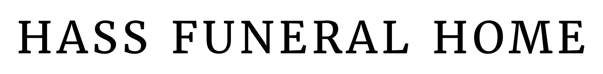 Hass Funeral Home sign in black serif text on a light background