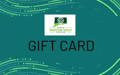 Green gift card with Inbound Golf logo and decorative dotted wave pattern on teal background