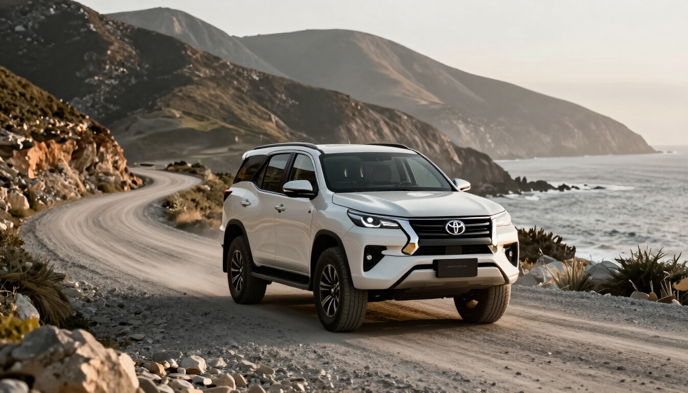 Fortuner on a coastal gravel road