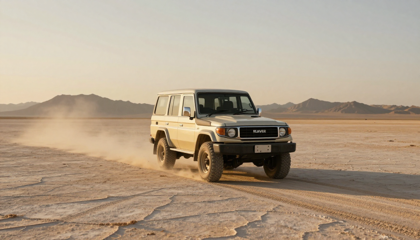 Explorer 4x4 crossing the Makgadikgadi salt pans