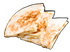 Quesadilla slices, golden-brown and slightly charred, stacked on a dark surface.
