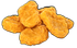 Pile of golden-brown chicken nuggets, on a dark background.