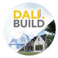 Logo: DALİ BUILD with house blueprint/rendering split, yellow and gray colors.