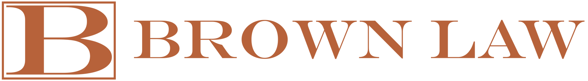 The text "BROWN LAW" in a brown, serif font, preceded by a capital "B" enclosed in a thin, square border.
