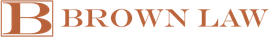 The text "BROWN LAW" in a brown, serif font, preceded by a capital "B" enclosed in a thin, square border.
