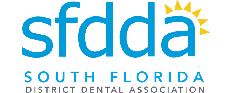 SFDA logo with blue text and yellow sunburst above “South Florida District Dental Association”