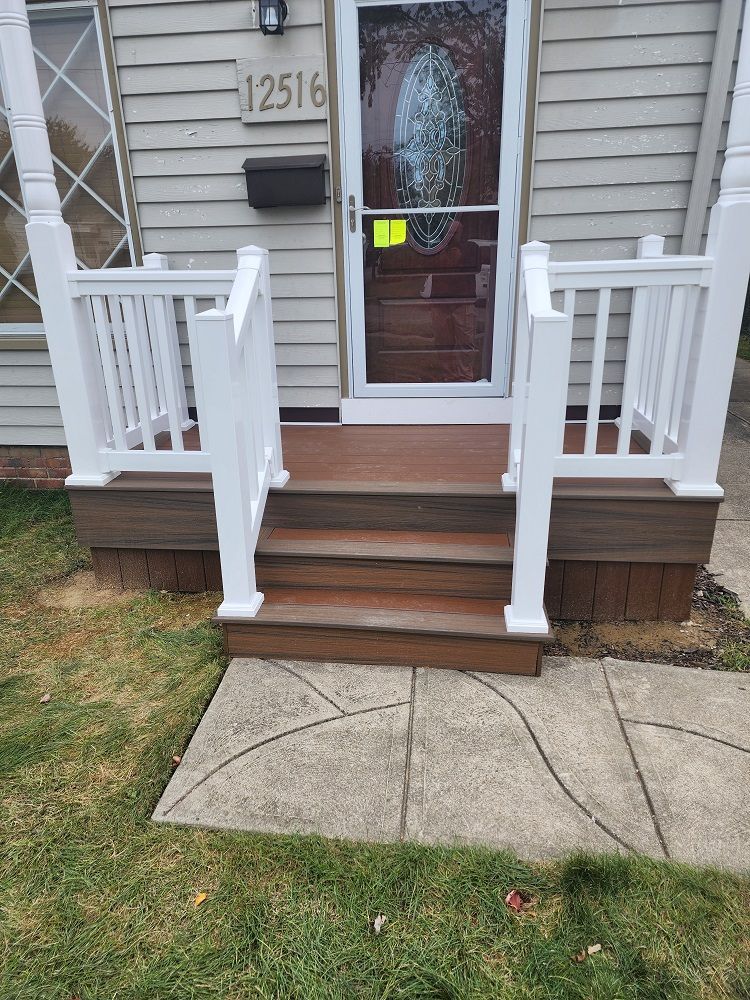 Newly Installed Step Railings — Cleveland, OH — Ohio Roofing Siding & Slate LLC