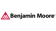 Benjamin Moore logo with red triangular icon and black text on white background