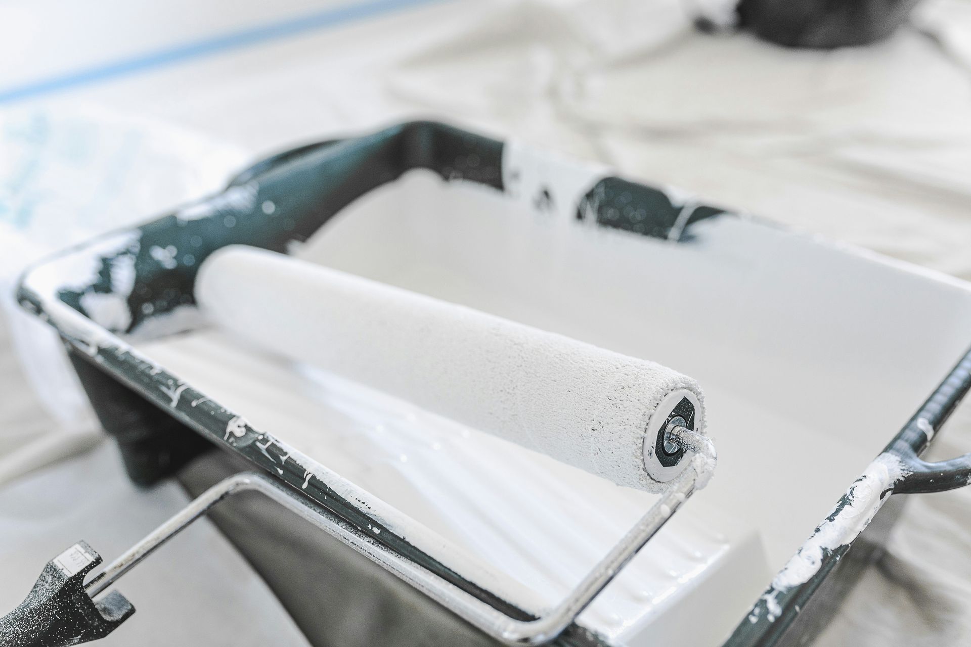 White paint on a roller