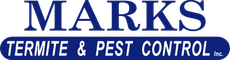 Marks Termite & Pest Control logo in blue text on a white background
