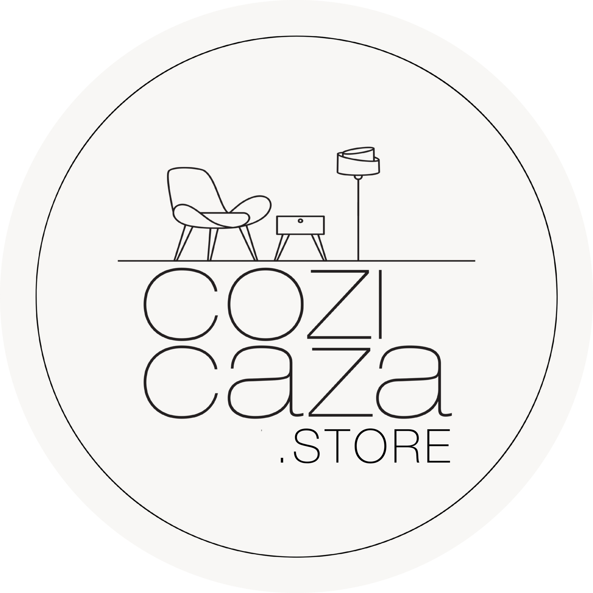 Een rond zwart-wit logo met de tekst 
