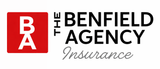 Logo for The Benfield Agency featuring a red square with white text 