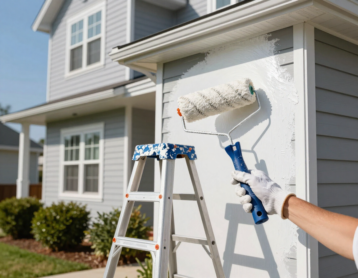 Exterior painting project at a home
