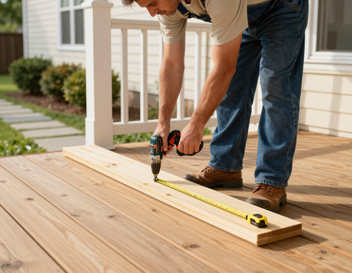 Outdoor repair on a residential porch