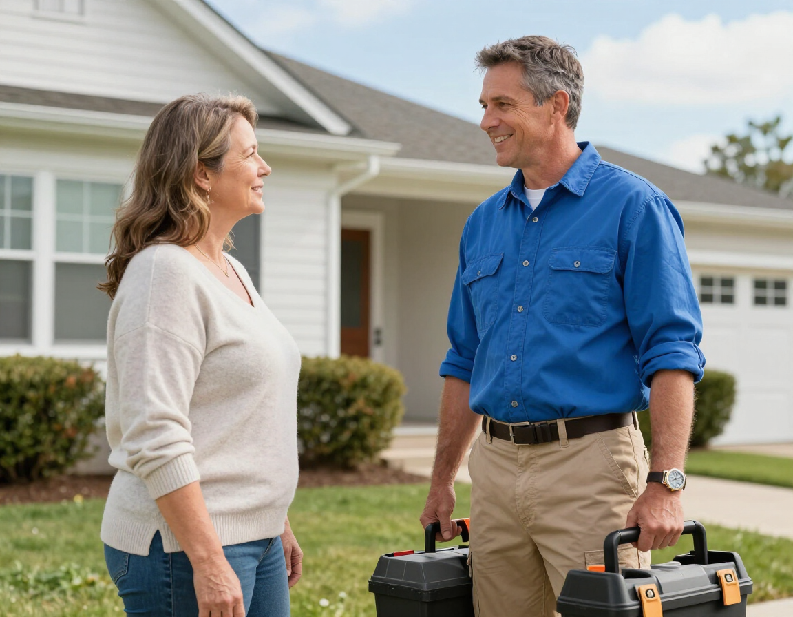 Handyman consulting with a homeowner