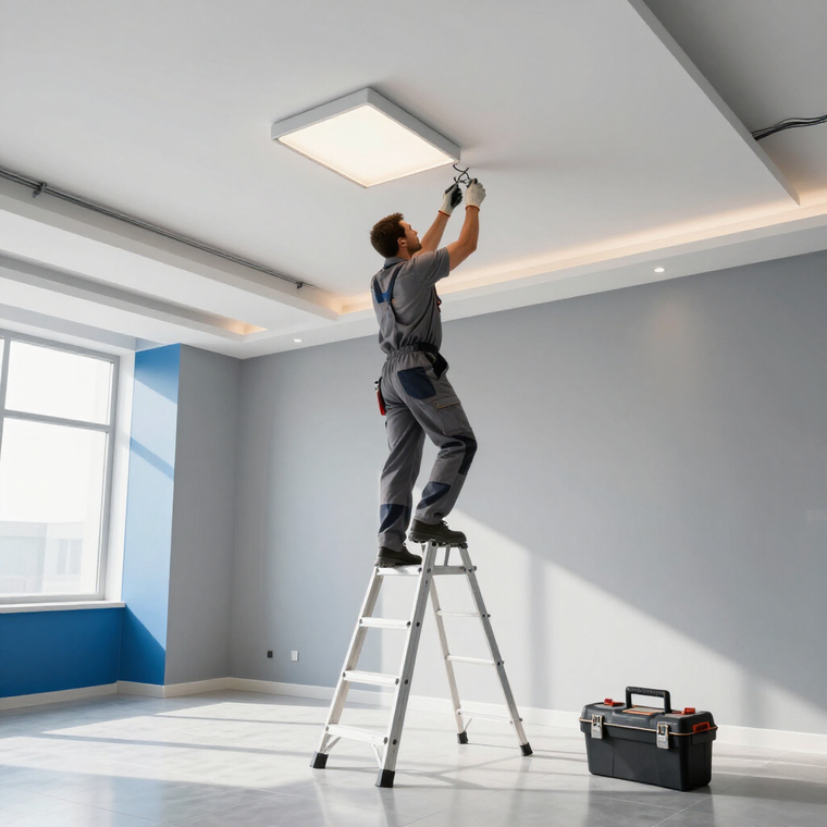 Técnico instalando un panel eléctrico residencial