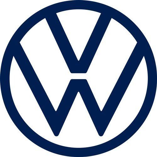 Volkswagen logo: dark blue "V" and "W" inside a blue circle.