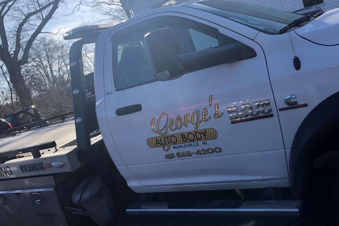 White tow truck with 