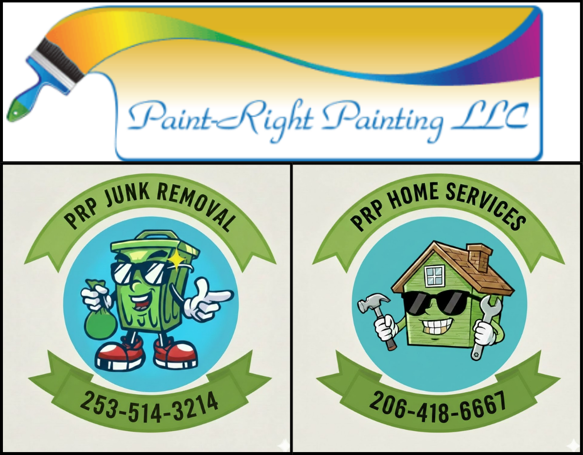 The three different company logos representing the three parts of the Paint-Right Painting business.