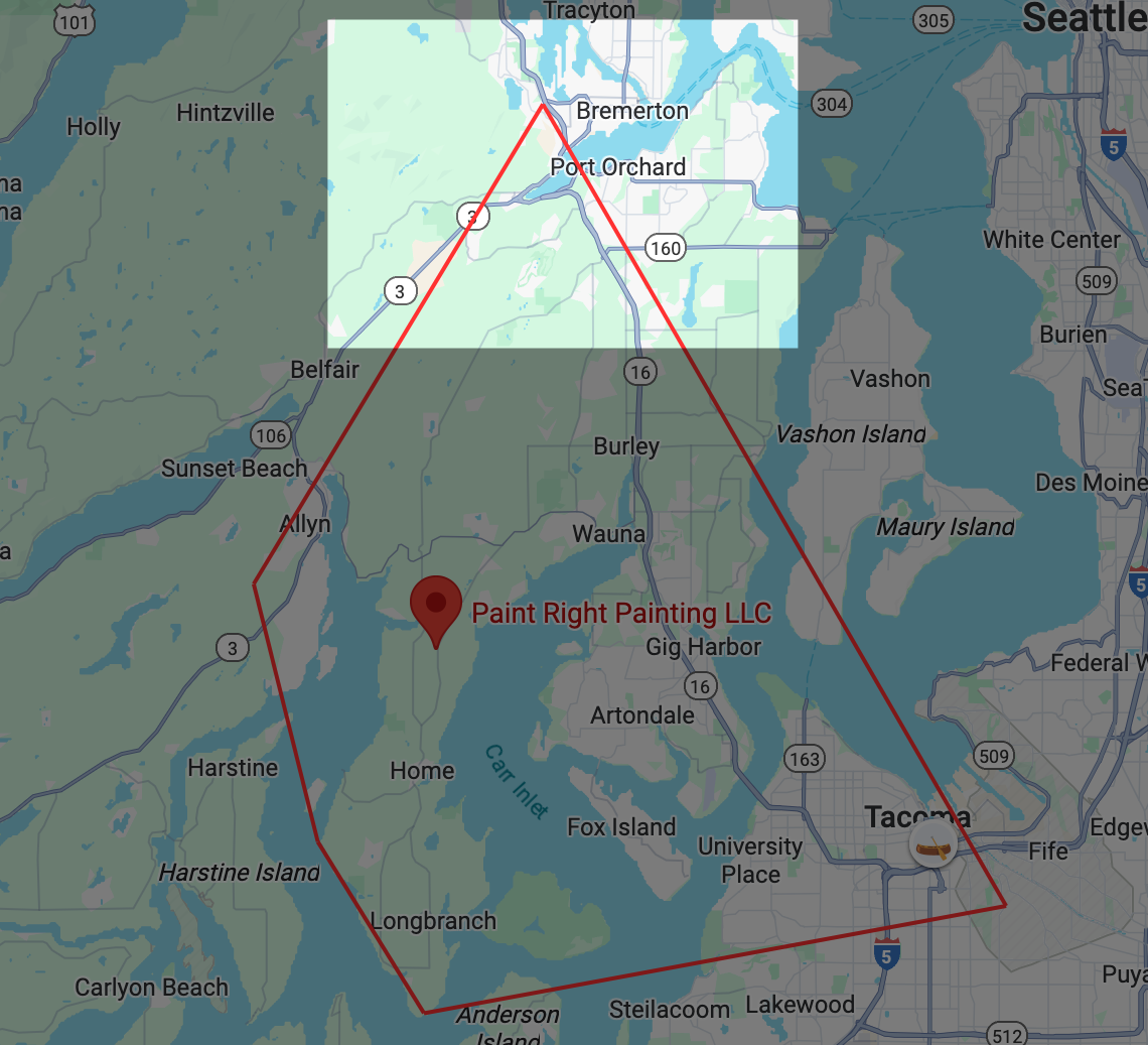 A service area map outlines the full service area while specifically highlighting Bremerton, WA.