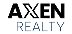 Axxen Realty logo with black and blue text on a white background