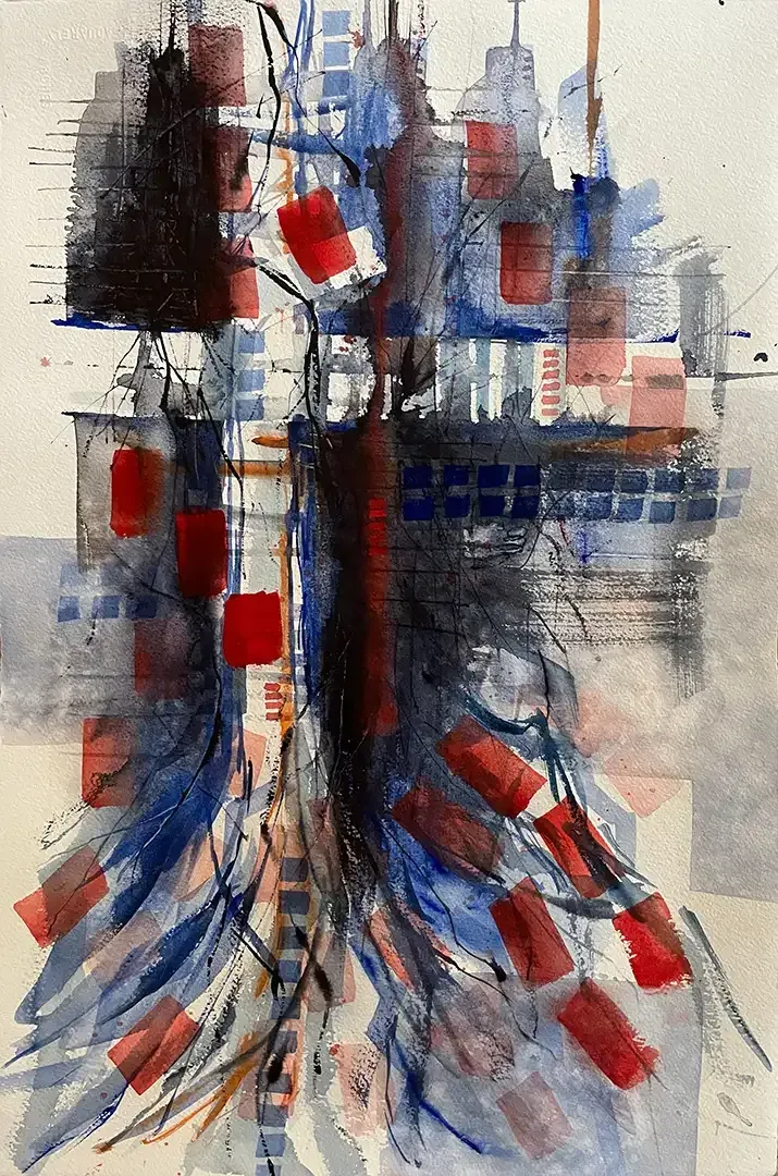 Evelyn Mora's watercolor abstract art piece