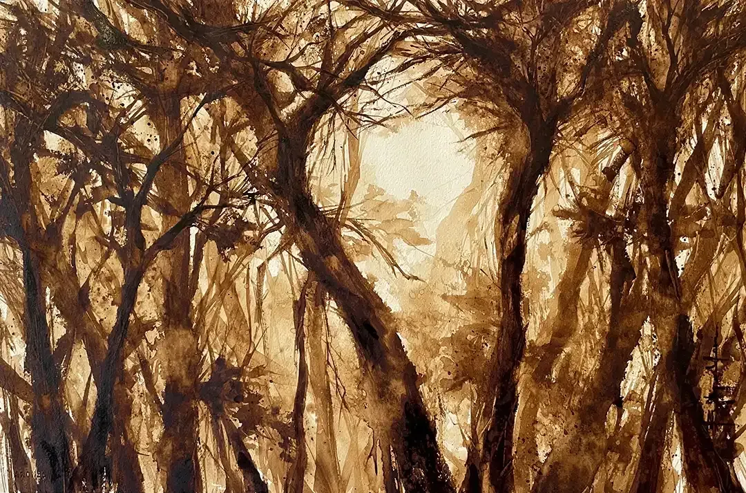 Evelyn Mora's watercolor landscape art piece