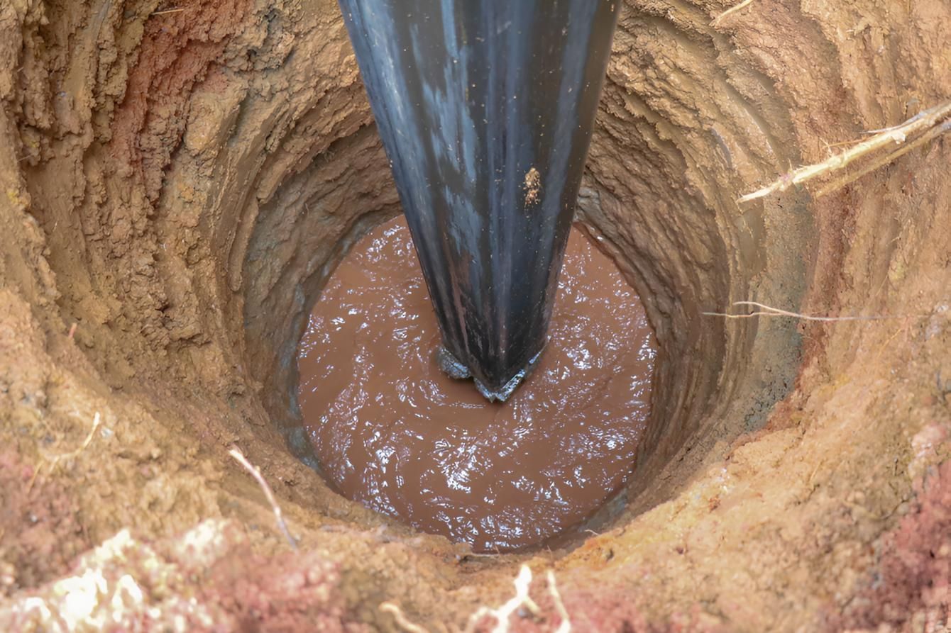 A Close Up of a Hole in the Ground Filled With Dirt and Water — Porta-Vac in Moranbah, QLD