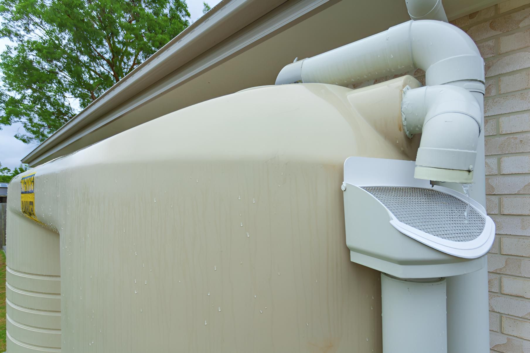 A Rain Barrel Is Attached To The Side Of A House — Porta-Vac in Bowen, QLD