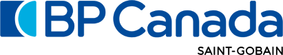Logo de BP Canada. Texte bleu : « BP Canada », avec Saint-Gobain inscrit en dessous en plus petits caractères.