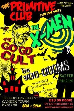 A poster for the primitive club featuring the x-men