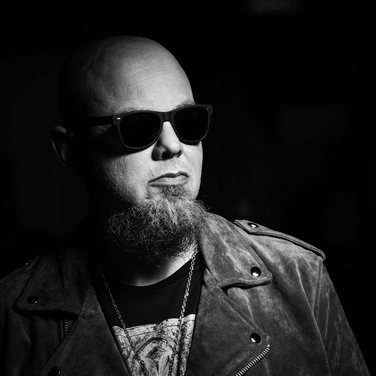 Matt from The Go Go Cult wearing sunglasses and a leather jacket -  - shot by Dammo Photography