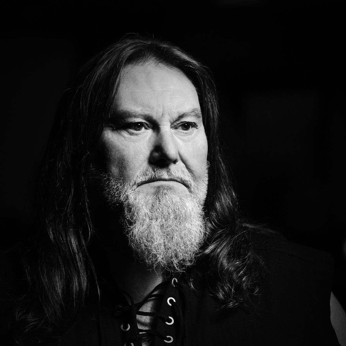 A black and white photo of Kieron from The Go Go Cult - shot by Dammo Photography