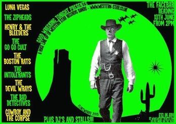 A poster for luna vegas shows a man in a cowboy hat