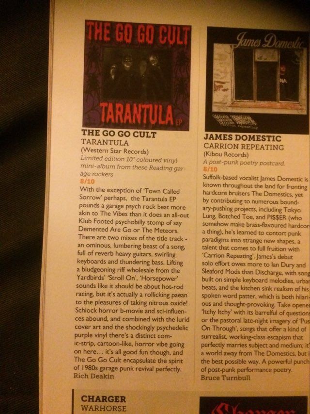 A magazine article about the go go cult tarantula