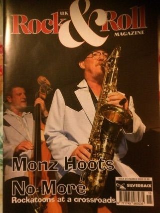 A man playing a saxophone on the cover of a rock & roll magazine