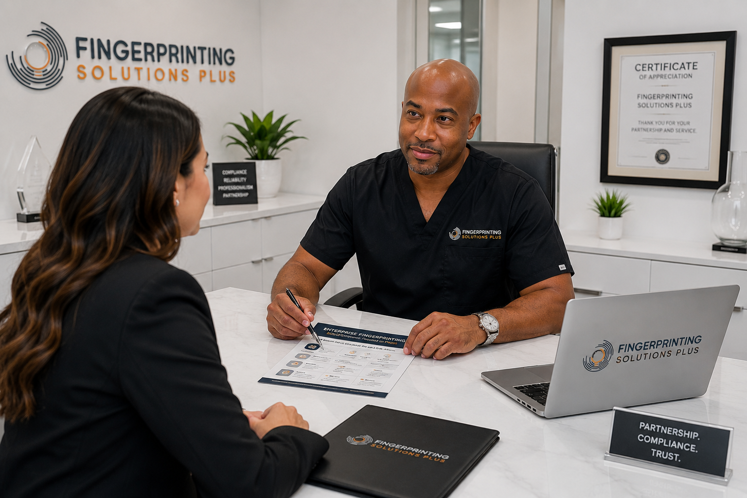 Corporate fingerprinting consultation with enterprise client