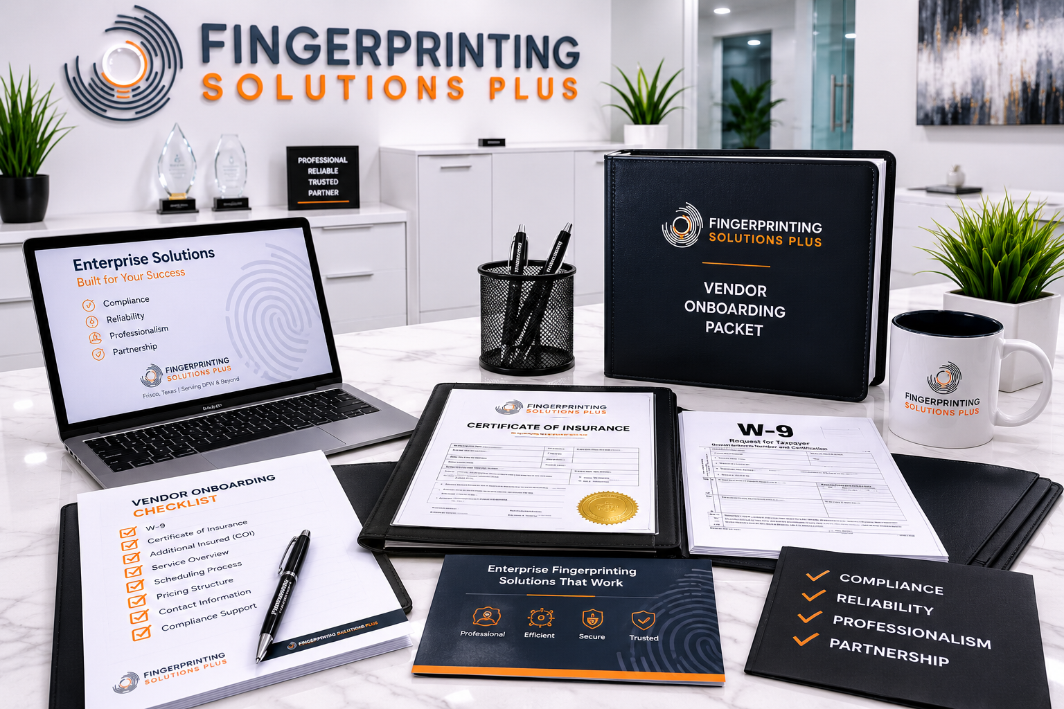 Enterprise vendor onboarding support for fingerprinting services