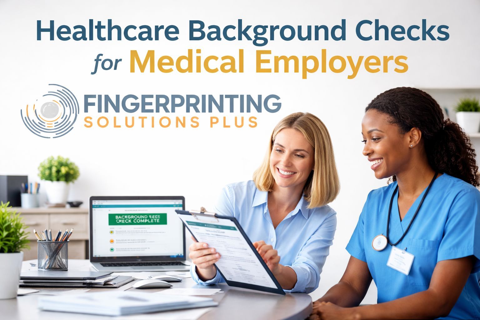 Healthcare employer reviewing background check documents for staff screening in Frisco, Texas
